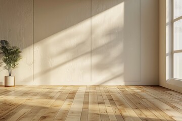 Empty bedroom interior background wooden floor created with Generative AI
