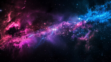 a close up of a galaxy with a bright blue and pink nebula