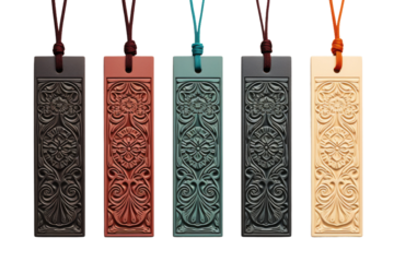 Enchanted Bookmarks Dance on a White or Clear Surface PNG Transparent Background.