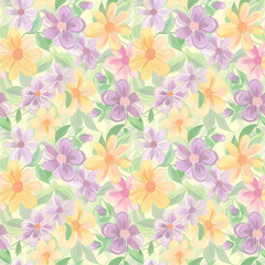 Floral variety color, form natural, seamless fabric pattern.