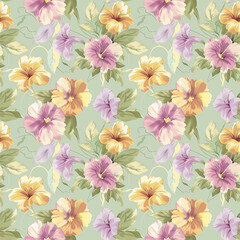 Floral variety color, form natural, seamless fabric pattern.