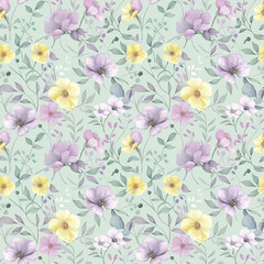 Floral variety color, form natural, seamless fabric pattern.