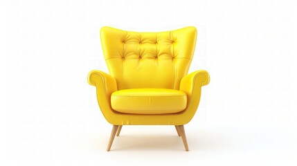 Fototapeta premium Yellow modern chair isolated on white background. generative ai