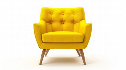 Yellow modern chair isolated on white background. generative ai