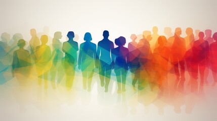 Colorful upper body silhouettes of different working people as human resources and inclusion concept,