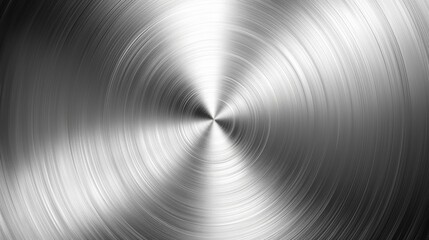 Abstract image of a shiny brushed metal surface with a circular brushed pattern.