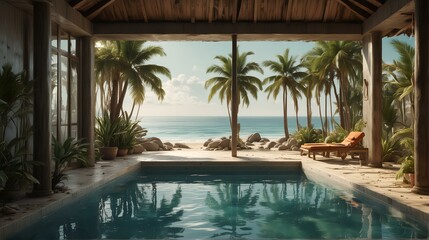 Fototapeta premium pool in tropical resort