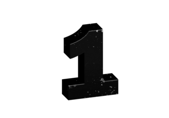 3d Black Numbers, Alphabet Number One made of Black material, high-resolution image of 3d font, ready to use for graphic design purposes