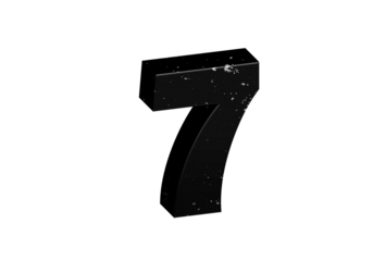 3d Black Numbers, Alphabet Number Seven made of Black material, high-resolution image of 3d font, ready to use for graphic design purposes