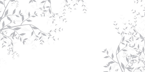 Fototapeta premium trees soft shadows and gradients. Natural pattern, branch and leaves with gray shadow. Copy space. transparent background with png