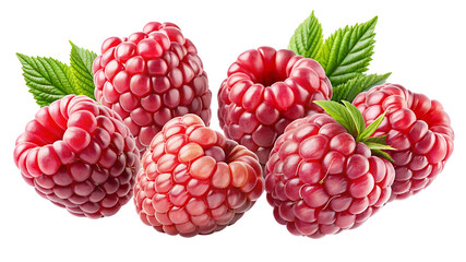 Juice Raspberries Isolated on Transparent Background, Collection Of Raspberries
