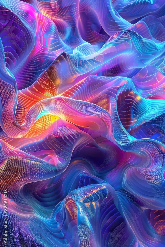 Poster the abstract pride design features neon gradients with radiating lines and dynamic movement