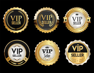 Gold white and black sale labels vintage design vector collection 