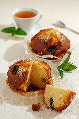 Homemade muffins with plums.