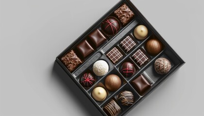 A chocolate box isolated on a transparent background, perfect for showcasing confectionery products or gift items