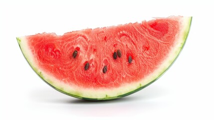 Fresh watermelon slice showing vibrant red and green contrast, isolated background, studio lighting