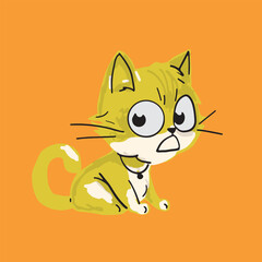 Cartoon cute cat pet cute hand drawn simple lines