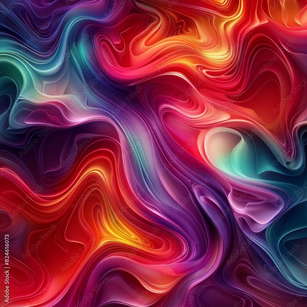 Poster vibrant abstract shapes dance against a colorful pride backdrop with bright tones, creating a dynami