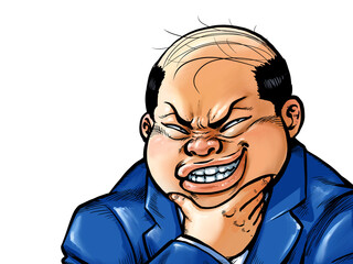 ニヤリとする太めの男性