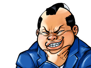 ニヤリとする太めの男性