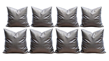 Grey Pillows, Set of Pillows Isolated On Transparent Background , Collection of Floor Pillows