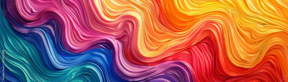 Poster the colorful pride background features flowing lines and bright contrasts, creating a vibrant visual