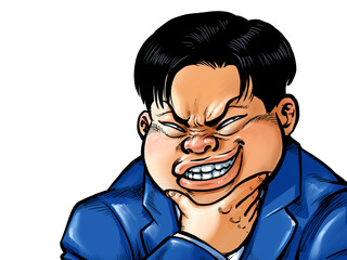 ニヤリとする太めの男性