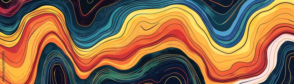 Poster the vibrant pride design showcases dynamic patterns, vivid tones, and abstract elements in a colorfu