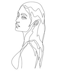 Line drawing of faces, fashion, woman beauty minimalist 