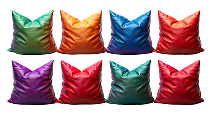 Multicolor Pillows, Set of Pillows Isolated On Transparent Background , Collection of Floor Pillows
