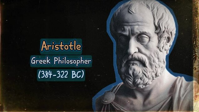 Aristotle a Greek philosopher , to use for presentation, slides or biography - Name text with date of birth and death