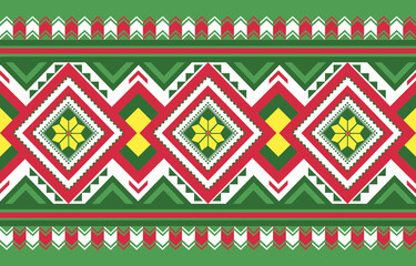 pattern in ethnic concept. There are geometric shapes in this ethnic pattern makes it looks Indian style This ethnic design is suitable for textile industry, fashion industry and also home decorating