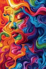 Obraz premium Dynamic pride illustration with bright colors, abstract design, and bold aesthetics