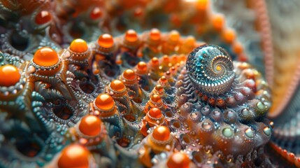 Obraz premium beads, close up, intricate design, scifi tone, Tetradic color scheme