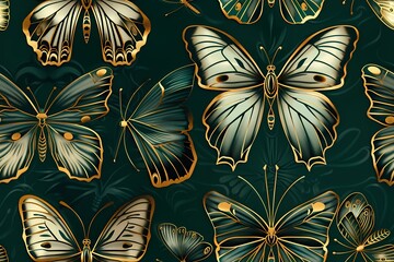 Vinatge seamless pattern with butterflies