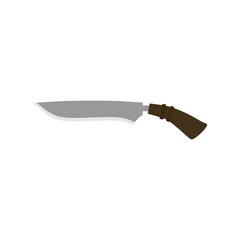 golok machete flat design vector illustration isolated on white background. Combat weapon blades, vector model types. Trapper sword and hunter knife blades. Protection concept. Warrior blades