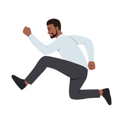 Young businessman running. Business competition and leadership concept. Flat vector illustration isolated on white background