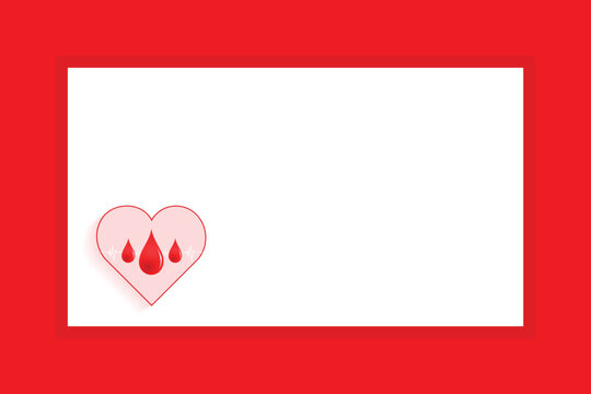world blood donor day heart and blood drop with heartbeat line empty space background awareness, template, concept social media post design vector illustration