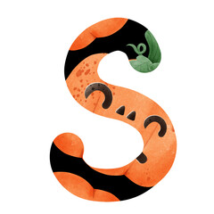 Halloween pumpkin alphabet letter cute cartoon illustration