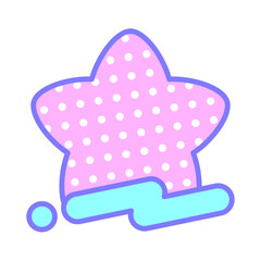レトロポップな水色スター！イラスト♪PNG