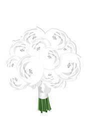 Wedding Bouquet with white flowers, transparent background