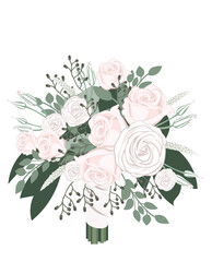Wedding Bouquet with white flowers, transparent background