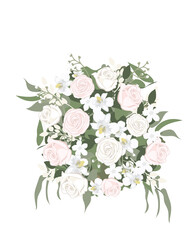 Wedding Bouquet with white flowers, transparent background