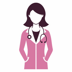 Female doctor vector art illustration silhouette black color