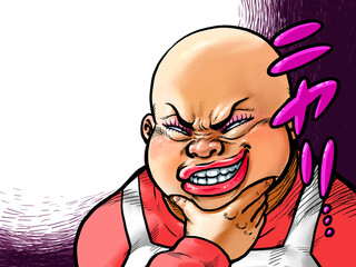 ニヤリと笑うおばさんのイラスト