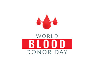 world blood donor day heart and blood drop with heartbeat line awareness, template, concept social media post design vector illustration