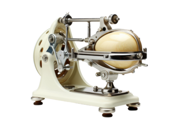 Illuminated Elegance: A White and Gold Globe on a Stand on a White or Clear Surface PNG Transparent Background.