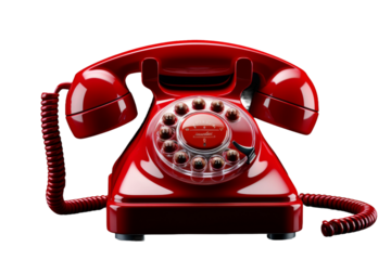 The Vintage Crimson Communicator on a White or Clear Surface PNG Transparent Background.