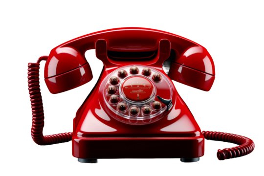 The Vintage Crimson Communicator on a White or Clear Surface PNG Transparent Background.