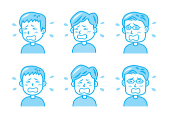 泣き顔の男性のイラストセット